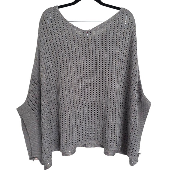 Big Buddha Gray & Rainbow Metallic One-Size Open Knitted Yoga Poncho - Picture 5 of 6